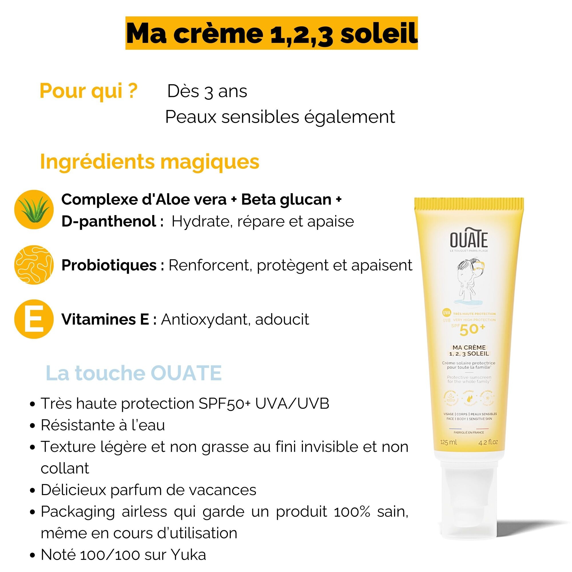 Ouate - Naptej testre  SPF50 ,125ml